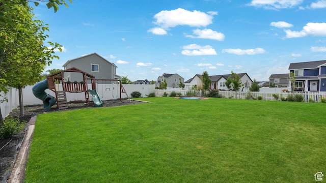748 S Crooked Post Way, Saratoga Springs, UT 84045 - fenced backyard featuring a residential view and a playground