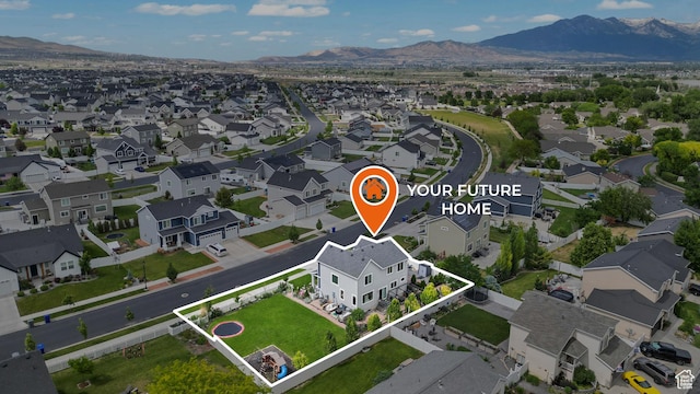 748 S Crooked Post Way, Saratoga Springs, UT 84045 - aerial perspective of suburban area featuring property parcel outlined and mountains