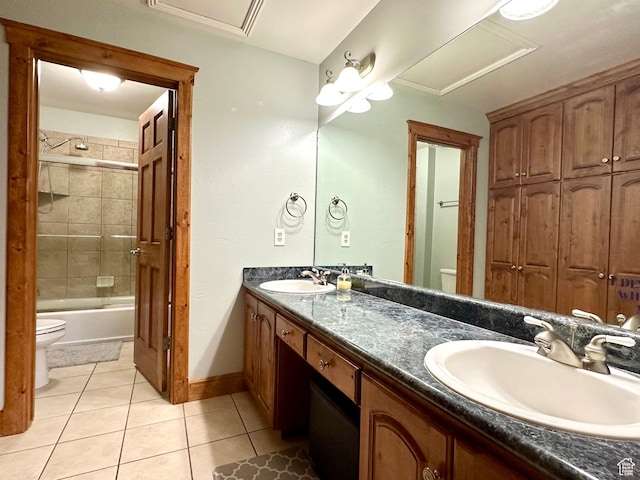 840 S Williams Cv W, Salem, UT 84653 - full bathroom with tile patterned floors, double vanity, and enclosed tub / shower combo