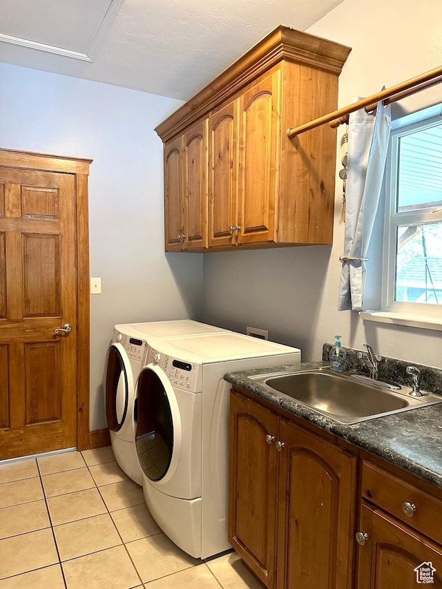 840 S Williams Cv W, Salem, UT 84653 - washroom featuring cabinet space, light tile patterned floors, and independent washer and dryer