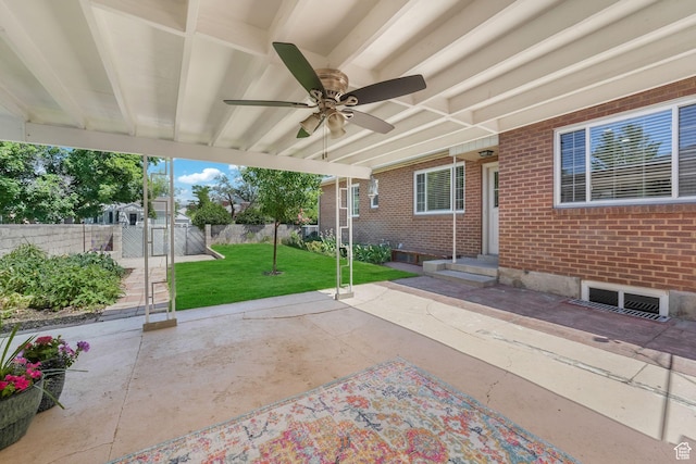 2612 S 1900 E, Salt Lake City, UT 84106 - view of patio with a ceiling fan and a gate