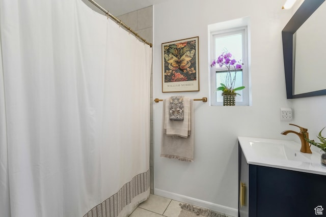 2612 S 1900 E, Salt Lake City, UT 84106 - bathroom with vanity, tile patterned floors, and a shower with curtain