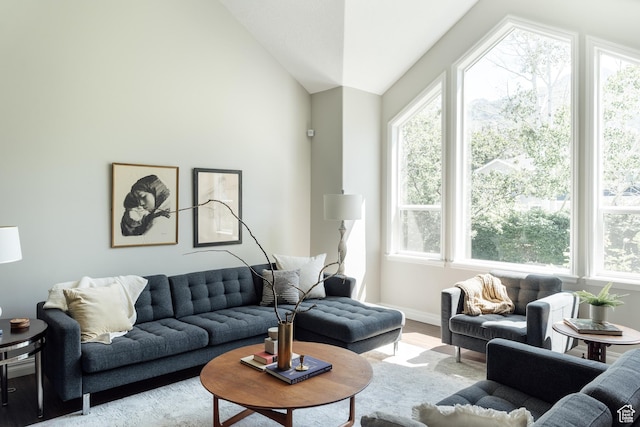9788 S Dante Rd E, Sandy, UT 84092 - living room featuring wood finished floors and lofted ceiling