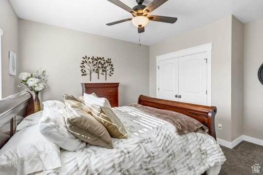2253 N 1200 E, Monroe, UT 84754 - bedroom with carpet, a closet, and a ceiling fan