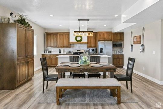 2253 N 1200 E, Monroe, UT 84754 - dining room featuring light wood-style flooring and recessed lighting
