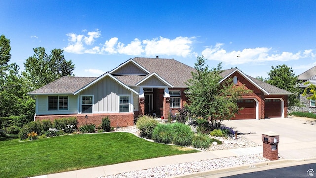1269 Alice Ln, Farmington, UT 84025 - craftsman-style home featuring board and batten siding, brick siding, concrete driveway, a garage, and a front yard