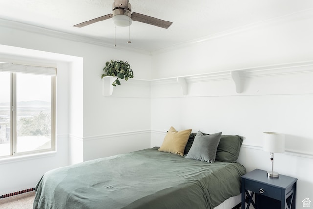3551 S Huntington Dr, Bountiful, UT 84010 - bedroom with crown molding and a ceiling fan