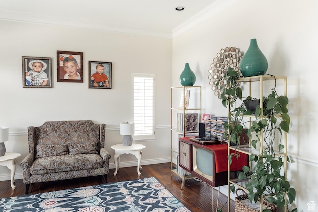 3551 S Huntington Dr, Bountiful, UT 84010 - sitting room with crown molding, hardwood / wood-style floors, and a desk