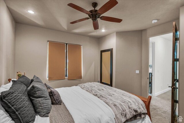 1683 W Red Cloud Dr, St George, UT 84770 - carpeted bedroom with recessed lighting and ceiling fan