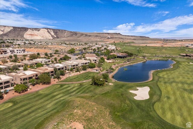1683 W Red Cloud Dr, St George, UT 84770 - aerial overview of property's location with a water and mountain view and nearby suburban area
