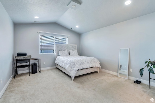 123 E 460 N, Vineyard, UT 84059 - bedroom with carpet flooring, vaulted ceiling, a textured ceiling, and recessed lighting