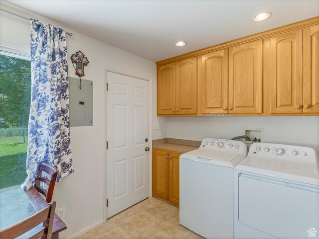 160 N 300 E, Santaquin, UT 84655 - laundry area with electric panel, cabinet space, separate washer and dryer, and recessed lighting