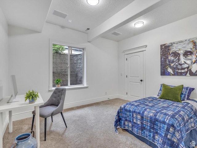 6037 Chamberry Way N, Highland, UT 84003 - carpeted bedroom with a textured ceiling and beamed ceiling