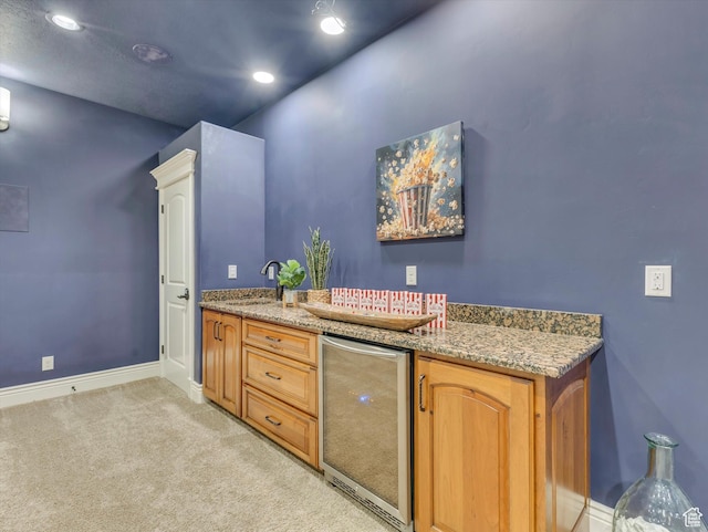 6037 Chamberry Way N, Highland, UT 84003 - bar area with wine cooler, light carpet, and recessed lighting