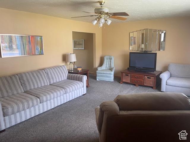 535 W 500 N, Malad City, ID 83252 - carpeted living room featuring ceiling fan