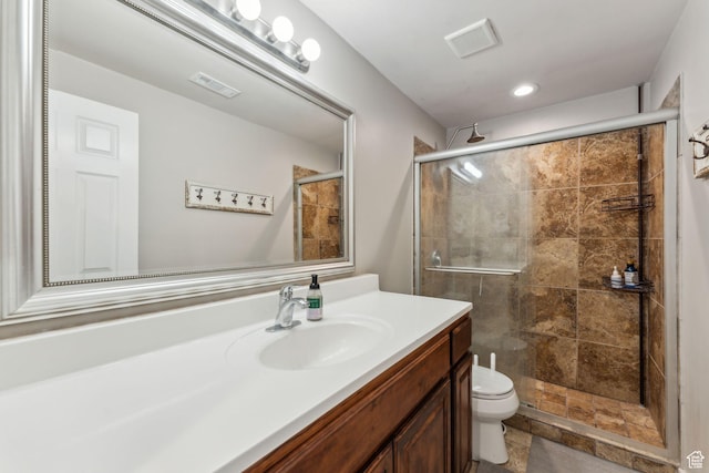 15106 S Heather Stone Cir, Draper, UT 84020 - bathroom featuring vanity, a shower stall, and recessed lighting