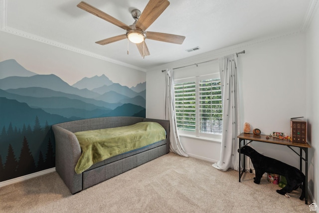 15106 S Heather Stone Cir, Draper, UT 84020 - carpeted bedroom with crown molding and a ceiling fan
