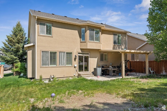 15106 S Heather Stone Cir, Draper, UT 84020 - back of house with stucco siding, a patio area, entry steps, and a pergola