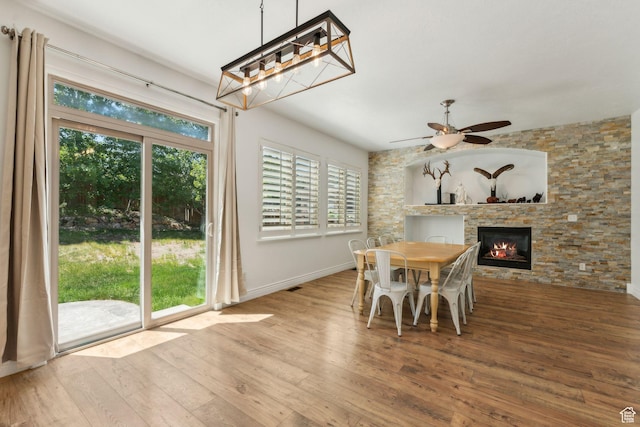 15106 S Heather Stone Cir, Draper, UT 84020 - dining space with healthy amount of natural light, wood-type flooring, and a ceiling fan