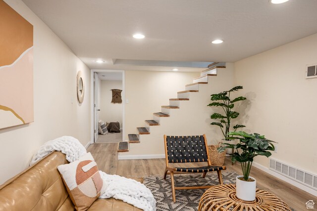 1523 E 3115 S, Millcreek, UT 84106 - living room with wood finished floors, recessed lighting, and stairs