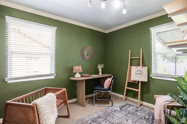 1523 E 3115 S, Millcreek, UT 84106 - carpeted home office with baseboards and ornamental molding