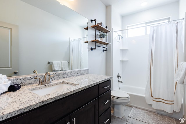 344 N Puerta Dr, Washington, UT 84780 - full bath featuring vanity, shower / tub combo, and tile patterned flooring