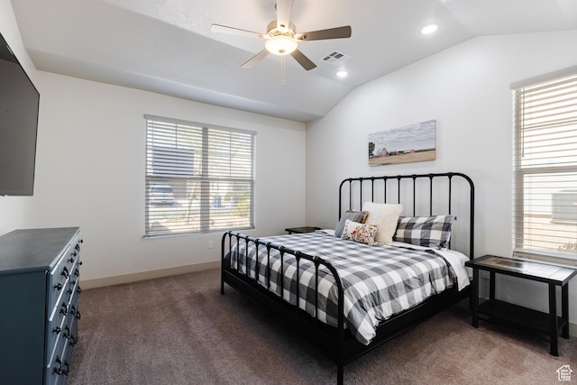 344 N Puerta Dr, Washington, UT 84780 - carpeted bedroom featuring lofted ceiling, recessed lighting, and ceiling fan