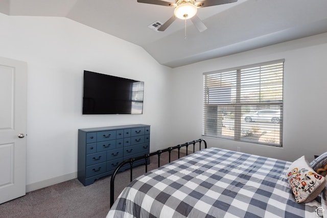 344 N Puerta Dr, Washington, UT 84780 - carpeted bedroom featuring vaulted ceiling and ceiling fan