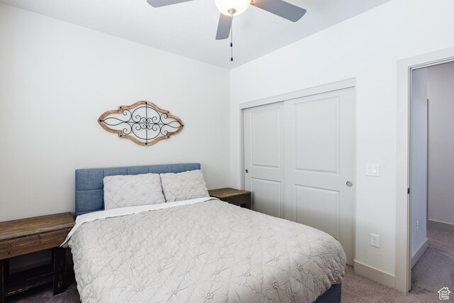 344 N Puerta Dr, Washington, UT 84780 - bedroom featuring carpet, a closet, and ceiling fan
