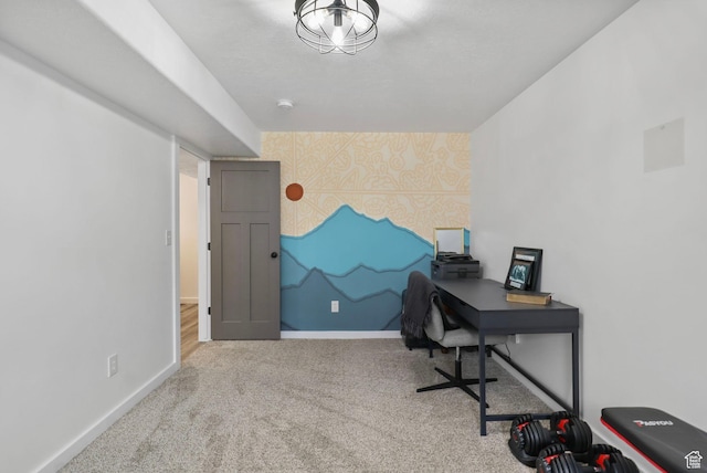 448 Lourdes Ln, Stansbury Park, UT 84074 - office space featuring wallpapered walls, an accent wall, and carpet floors
