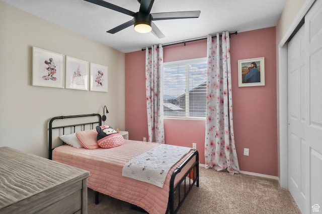 448 Lourdes Ln, Stansbury Park, UT 84074 - carpeted bedroom featuring a closet and ceiling fan