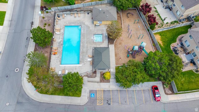 8743 N Franklin Dr E, Eagle Mountain, UT 84005 - drone / aerial view of a pool area