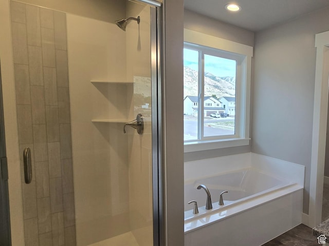 442 W 1325 N Unit 25, Brigham City, UT 84302 - full bathroom with a shower stall, a garden tub, and recessed lighting