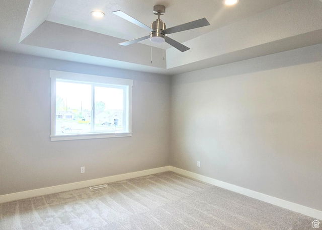 442 W 1325 N Unit 25, Brigham City, UT 84302 - spare room with recessed lighting, a ceiling fan, light carpet, and a raised ceiling