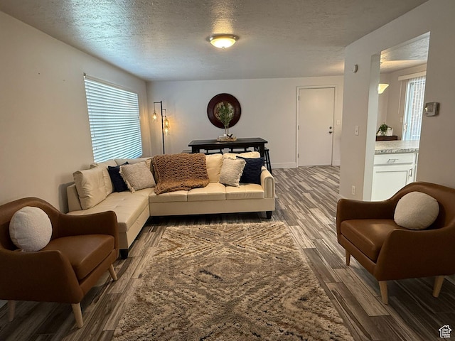 5509 S 2150 W, Roy, UT 84067 - living area featuring wood finished floors and a textured ceiling