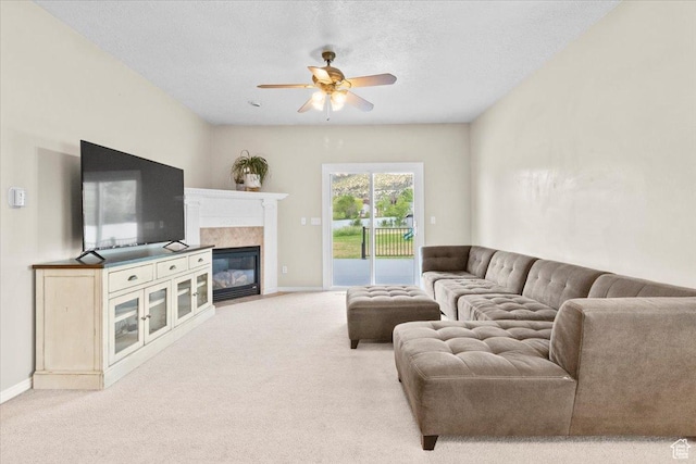 231 S 200 E, Manti, UT 84642 - living area featuring a ceiling fan, carpet floors, and a fireplace