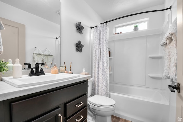 106 E Polaris Dr, Saratoga Springs, UT 84045 - bathroom featuring vanity, shower / bath combination with curtain, and wood finished floors
