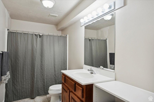 3634 N 225 E, North Ogden, UT 84414 - bathroom with vanity, a textured ceiling, curtained shower, and tile patterned flooring