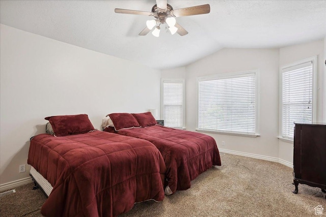 3634 N 225 E, North Ogden, UT 84414 - carpeted bedroom with lofted ceiling, multiple windows, and a ceiling fan