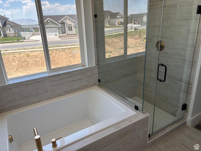 1678 S 130 W Unit 48, Salem, UT 84653 - full bath featuring a bath, a shower stall, and a residential view