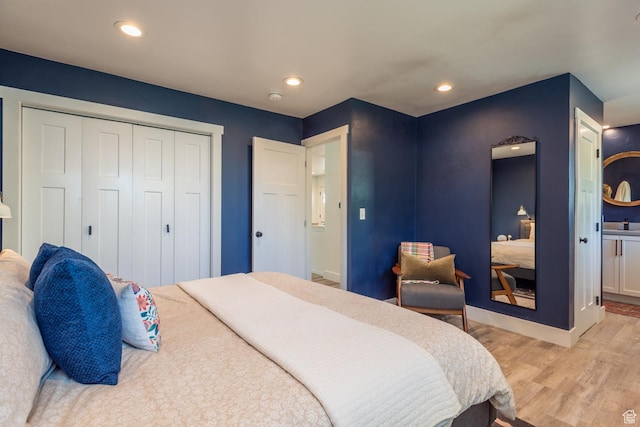 68 W 3600 S, Bountiful, UT 84010 - bedroom featuring light wood-style floors, a closet, and recessed lighting
