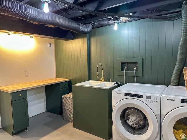 3269 Liberty Ave, Ogden, UT 84403 - washroom featuring independent washer and dryer and wood walls