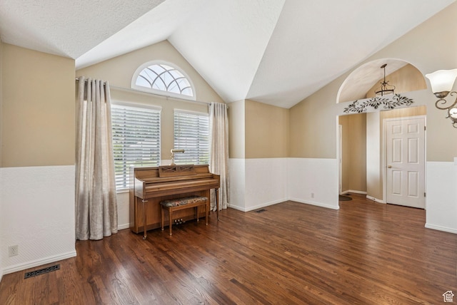 1087 W Barnes Dr, Kaysville, UT 84037 - sitting room featuring vaulted ceiling, wood finished floors, and a chandelier