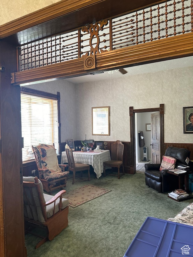 225 N 200 W, Tooele, UT 84074 - living area featuring carpet floors and a ceiling fan
