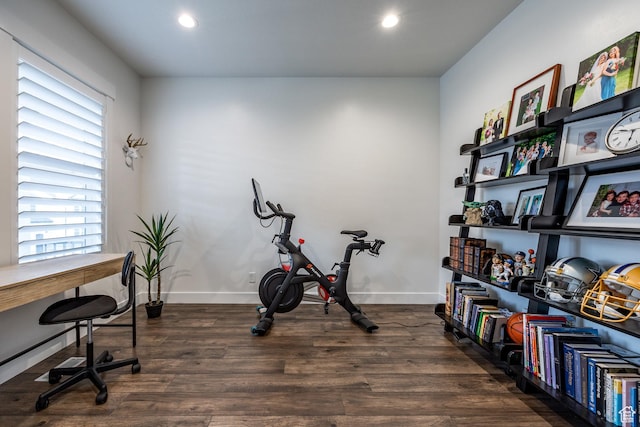 2452 E Lone Hill Dr Unit 324, Draper Ut Cnty, UT 84020 - exercise area with recessed lighting, wood finished floors, and plenty of natural light