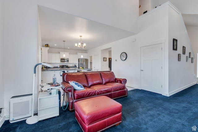 766 S Aspen Cir, Provo, UT 84606 - living room featuring carpet floors, a chandelier, and recessed lighting