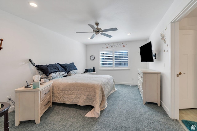 766 S Aspen Cir, Provo, UT 84606 - bedroom with a ceiling fan, recessed lighting, and light carpet