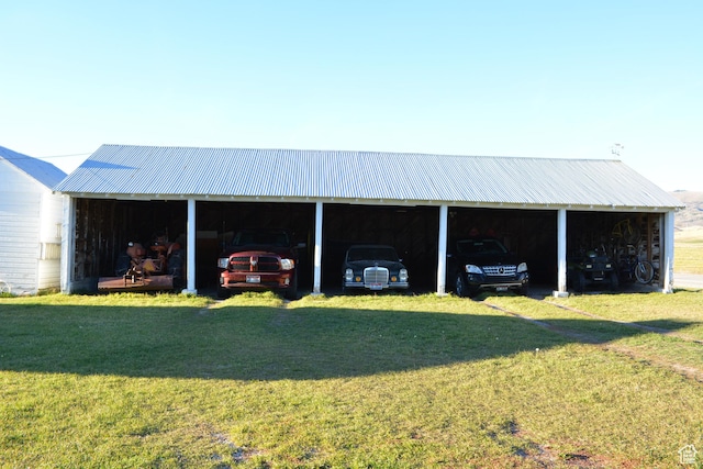 114 W 7th St, Georgetown, ID 83239 - view of pole building with a detached carport, a yard, and driveway