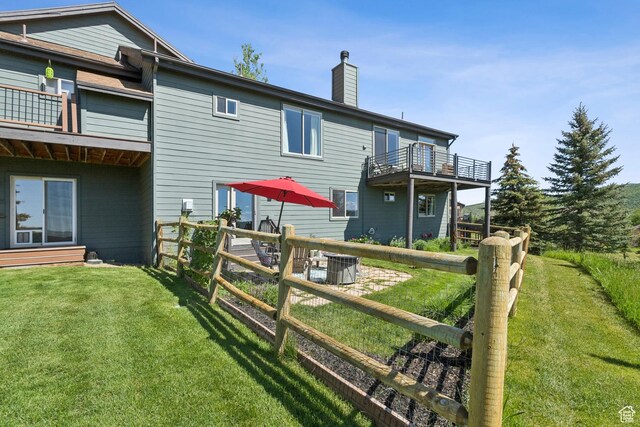 3922 View Pointe Dr, Park City, UT 84098 - back of property featuring a balcony and a chimney