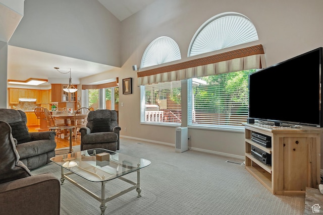1222 E Big Pine Cir, Sandy, UT 84094 - living room featuring light colored carpet and lofted ceiling